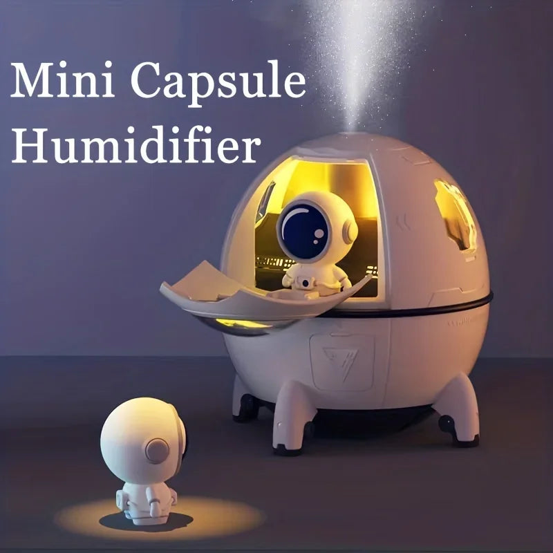 Astronaut Ultra-Portable Humidifier – USB Rechargeable Cool Mist & Aromatherapy LED Diffuser