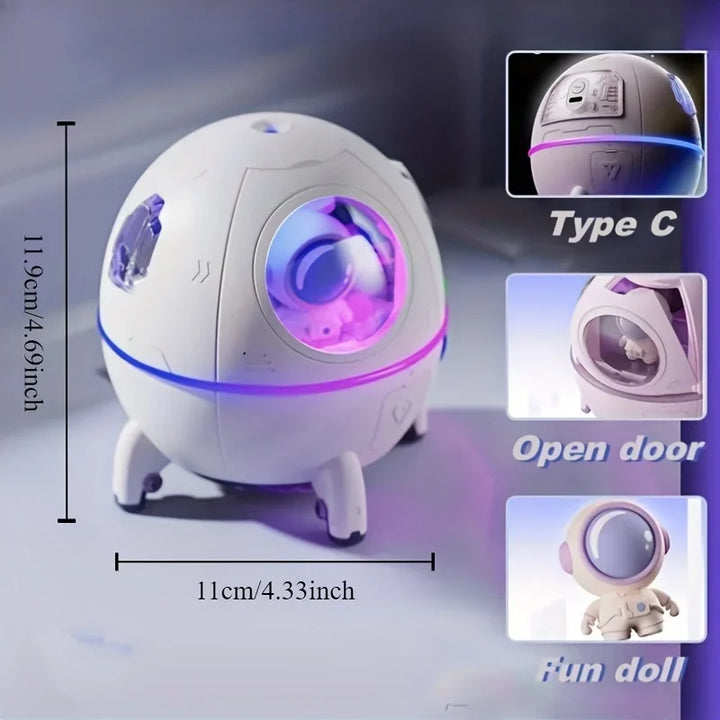 Astronaut Ultra-Portable Humidifier – USB Rechargeable Cool Mist & Aromatherapy LED Diffuser