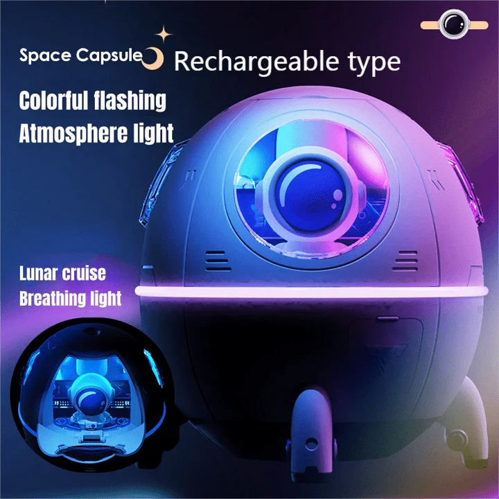 Astronaut Ultra-Portable Humidifier – USB Rechargeable Cool Mist & Aromatherapy LED Diffuser